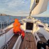 two people on a sail boat