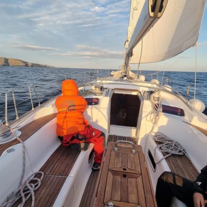 two people on a sail boat