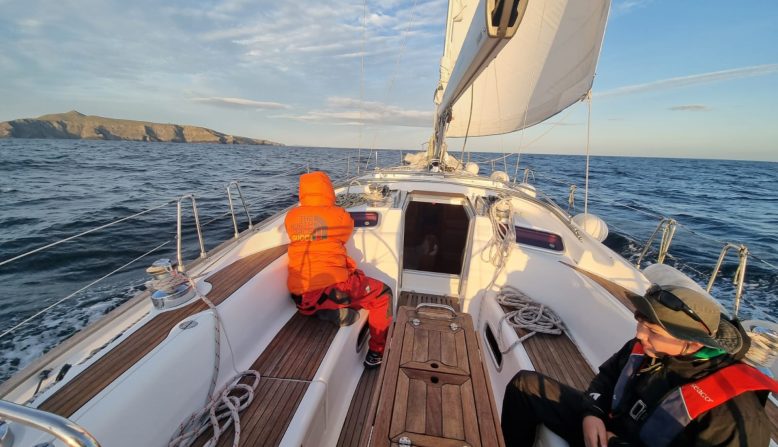 two people on a sail boat